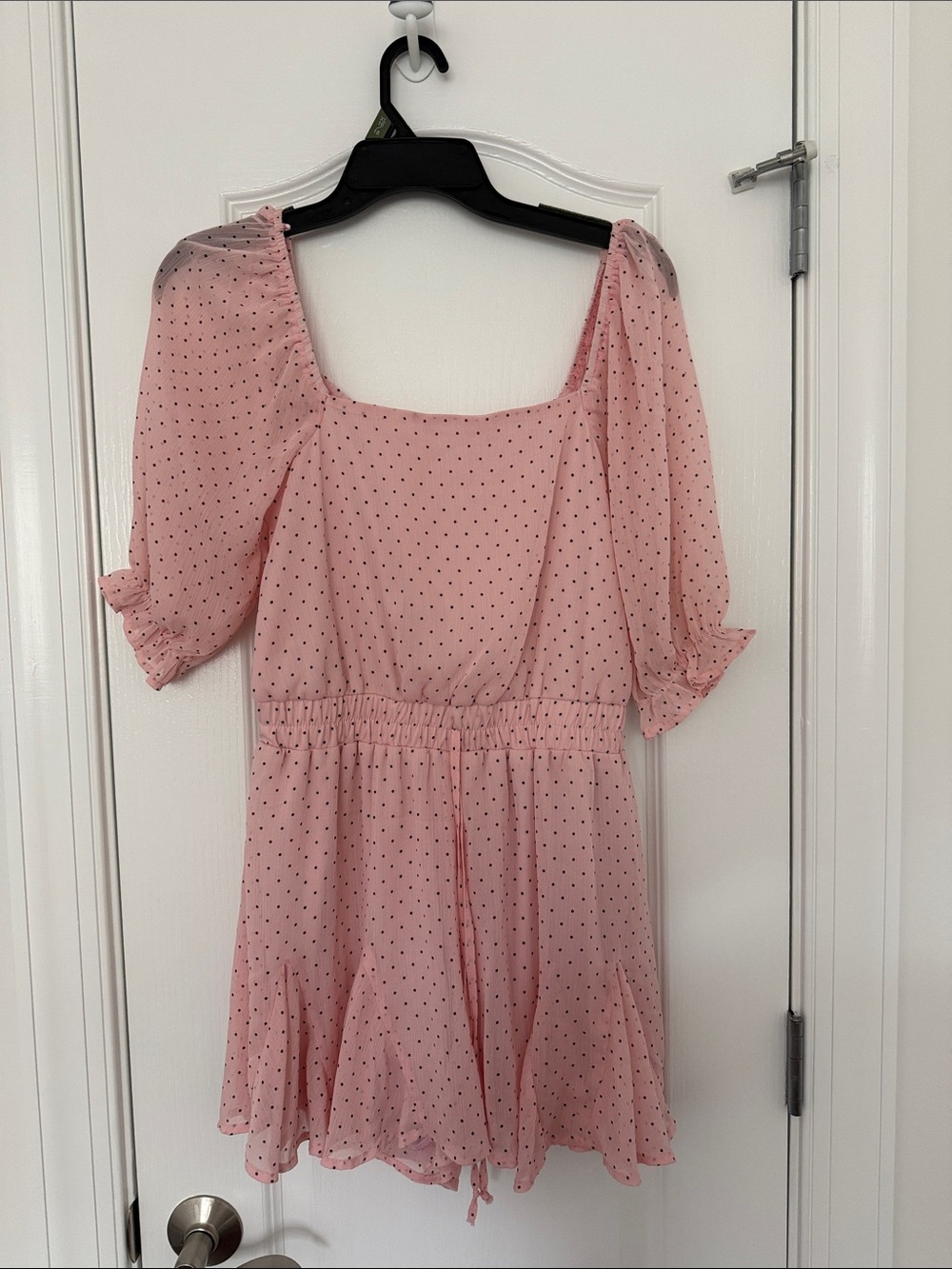 miami Pink Polka Dot Square-Neck Mini Dress